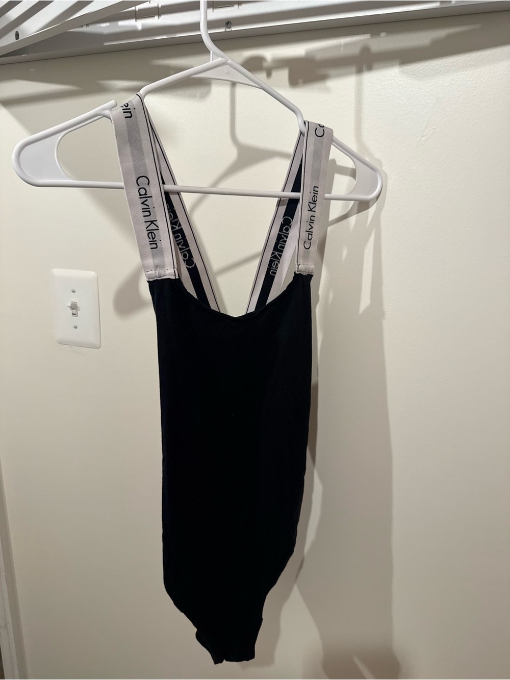 Calvin Klein Black Bodysuit with Branded Straps
